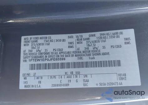 2018 Ford F-150 Xlt from USA, damaged, VIN 1FTEW1EP0JFE65599